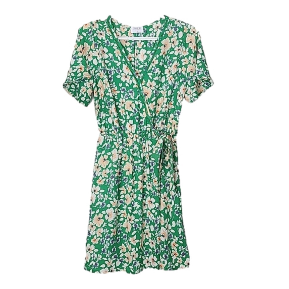 Sienna Sky spring floral green white dress medium